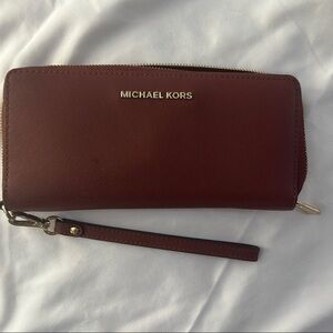 Michael Kors Maroon Zip-Around Wallet